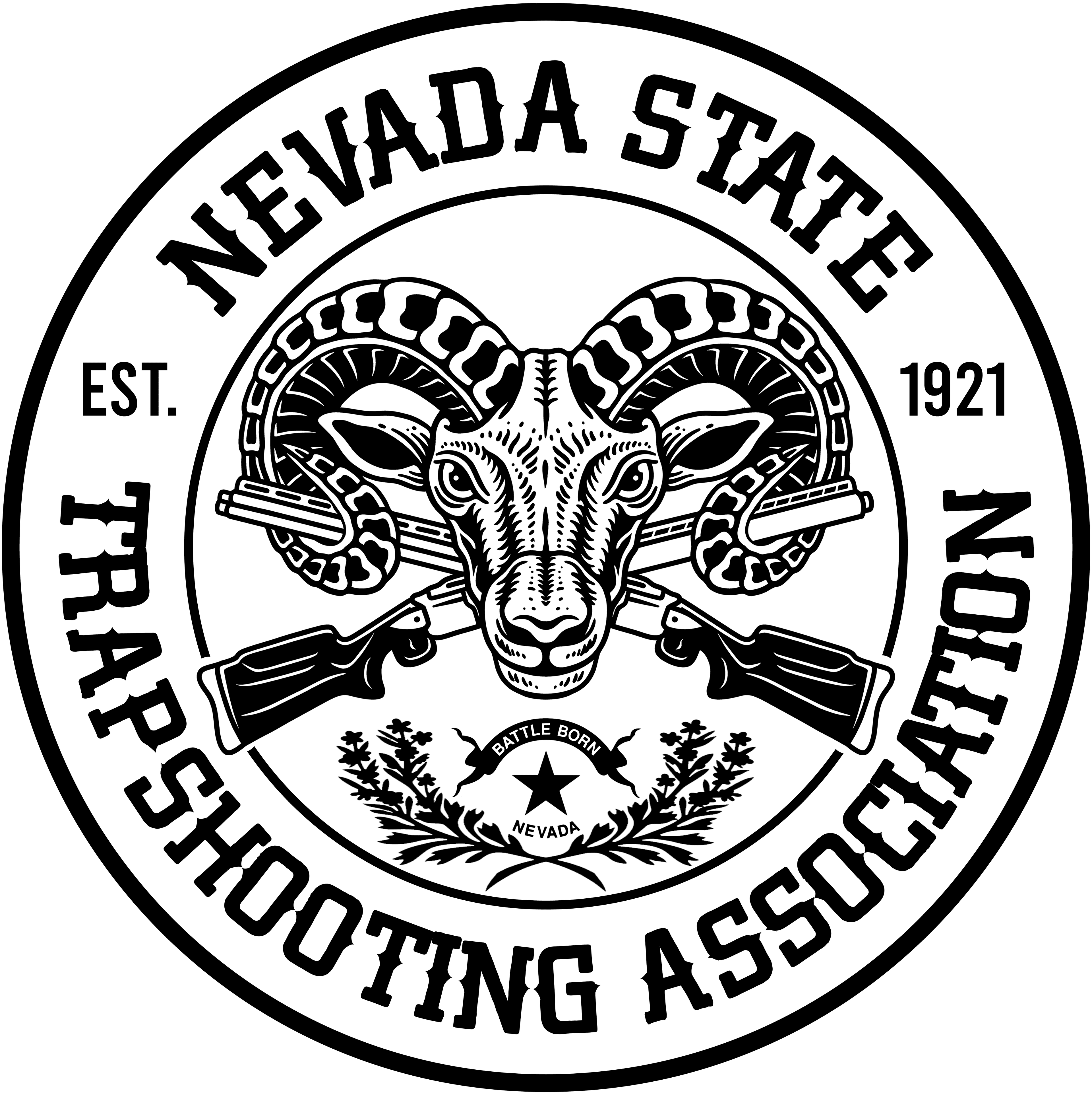 Nevada State Trapshooting Association seal — Battle Born, established 1921