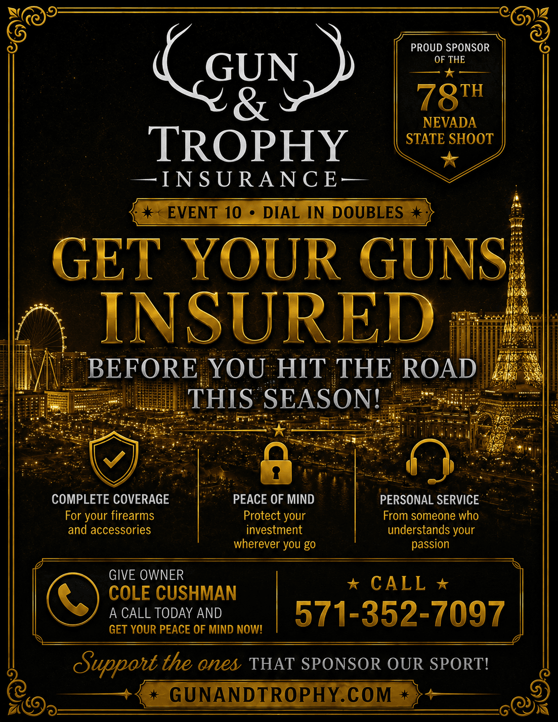 Gun & Trophy Insurance — Event sponsor full-page ad