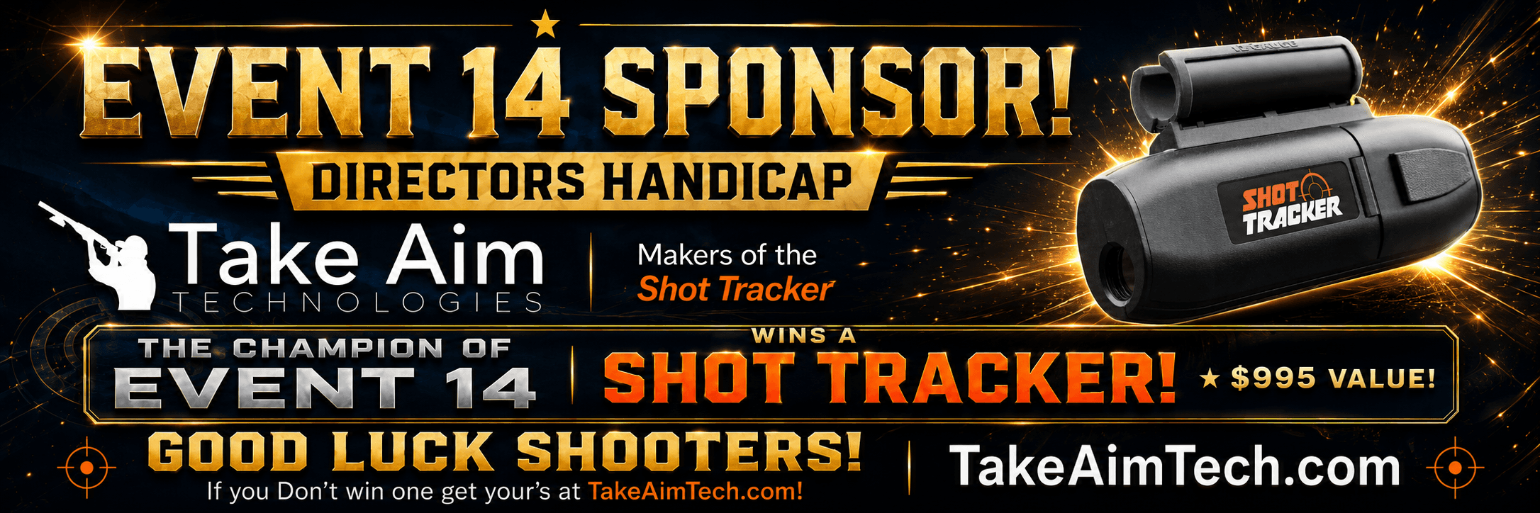 Take Aim Tech / Shot Tracker — Event sponsor banner