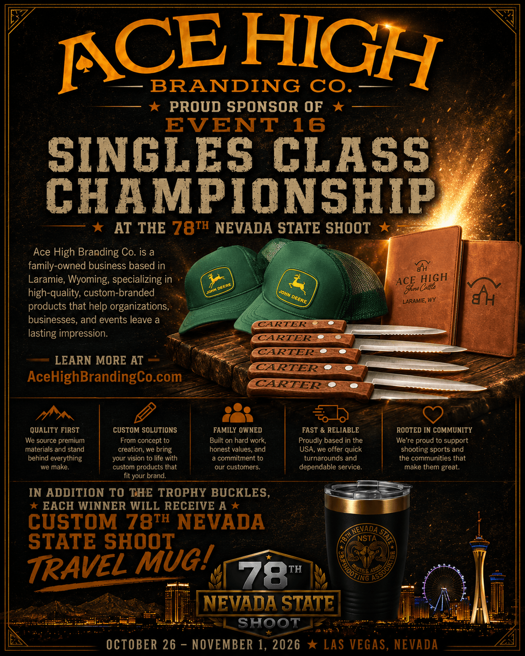 Ace High Branding Co. — full sponsor ad for Singles Class Championship