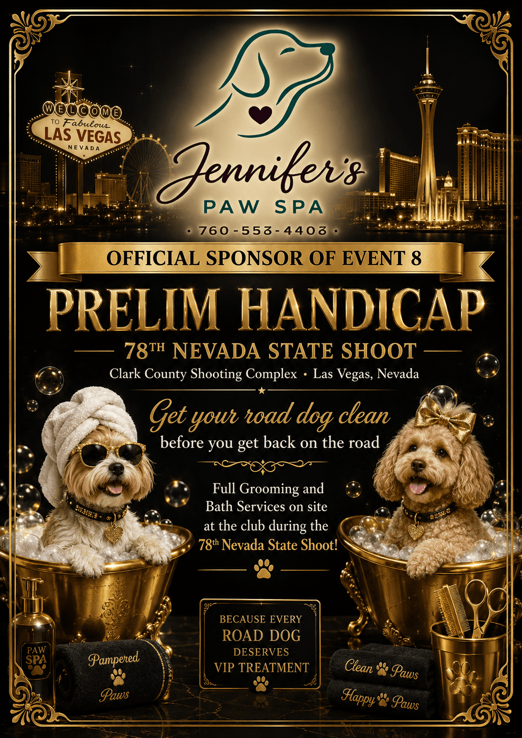 Jennifer's Paw Spa — full sponsor ad for Preliminary Handicap